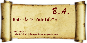 Babiák Adrián névjegykártya